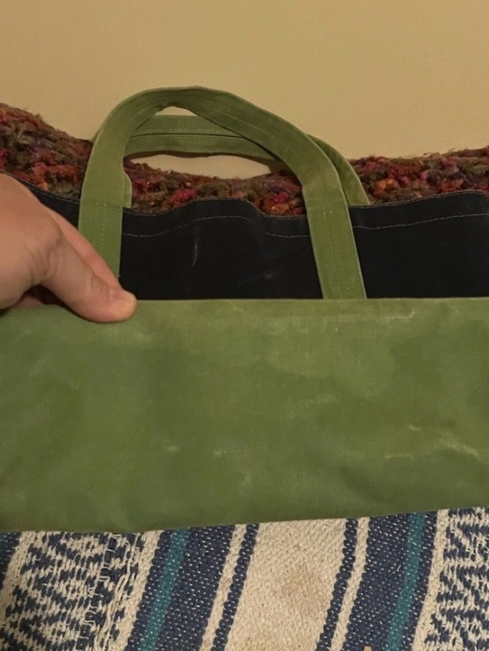 Navy & Green Whale Tote Bag Dottie smith vintage - Picture 2 of 7